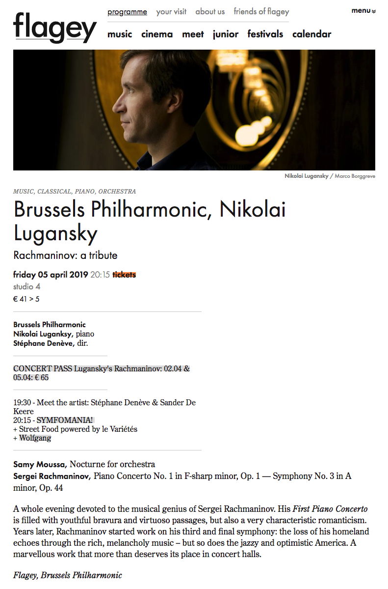 Brussels Philharmonic, Nikolai Lugansky. Rachmaninov : a tribute.